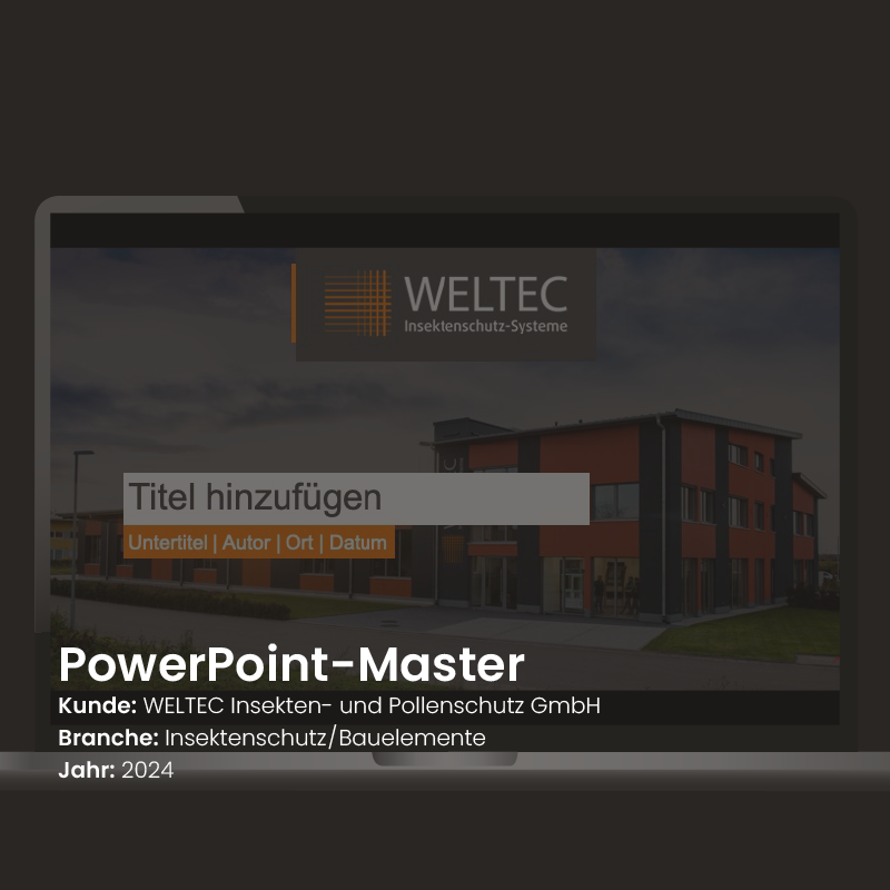 Laptop mit Titelbild eines PowerPoint-Master