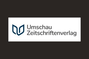 Logo des Umschau Zeitschriftenverlags Logo des Umschau Zeitschriftenverlags auf dunklem Hintergrund.